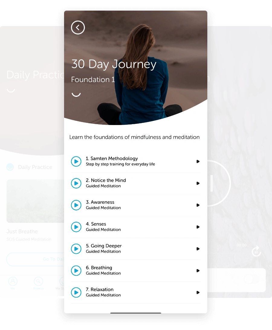 Screen from the Samten app